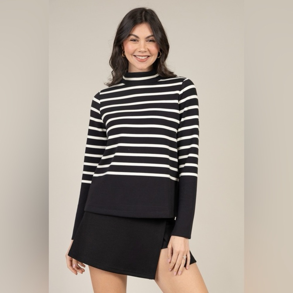 SPANX Black/Porcelain AirEssentials Mock Pullover Size Medium‎ - Picture 3 of 12